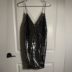 ASOS Glittering Black Sequin Mini Dress